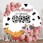 Aperturee - Aperturee Burger Fries Cow Mugget Round 1st Birthday Backdrop
